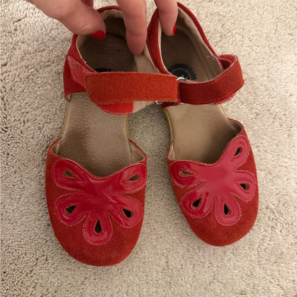 Livie & Luca Red Flower Petal Mary Jane Dress Shoes